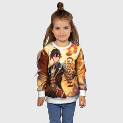Свитшот детский Геншин импакт: Чжун Ли, цвет: 3D-белый — фото 2