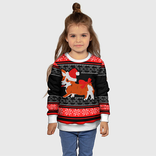 Детский свитшот Новогодний корги Новый Год / 3D-Белый – фото 4