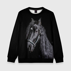Свитшот детский Лошадь на черном фоне, цвет: 3D-черный