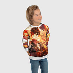 Свитшот детский Genshin Impact: Zhongli, цвет: 3D-белый — фото 2