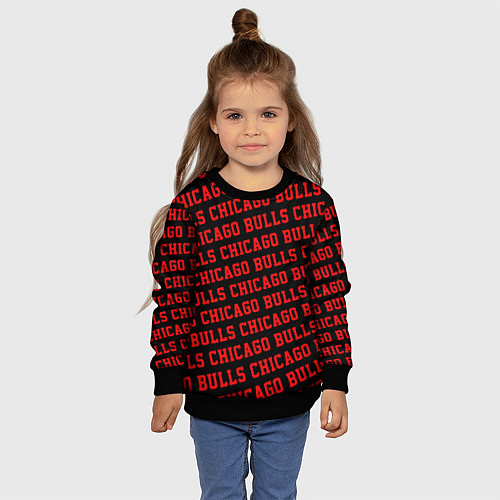Детский свитшот Чикаго Буллз, Chicago Bulls / 3D-Черный – фото 4