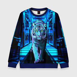 Свитшот детский Крадущийся тигр, цвет: 3D-синий