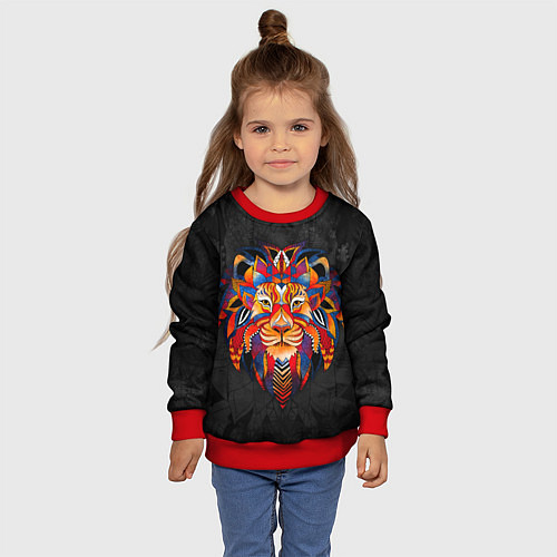 Детский свитшот CALM LION / 3D-Красный – фото 4