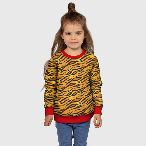 Детский свитшот Тигровый Окрас Tiger / 3D-Красный – фото 4