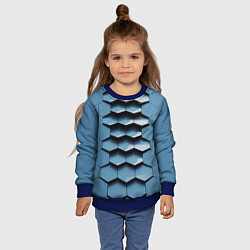 Свитшот детский Соты узор авангард, цвет: 3D-синий — фото 2