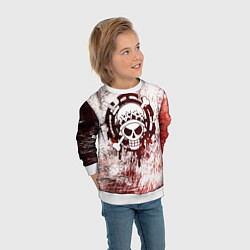 Свитшот детский Трафальгар Ло Пираты сердца Весёлый Роджер, цвет: 3D-белый — фото 2