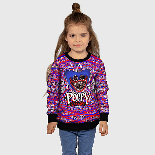 Детский свитшот Huggy Wuggy: Poppy Pattern / 3D-Черный – фото 4