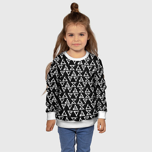 Детский свитшот ЗНАКИ ВЕДЬМАКА БРЫЗГИ СИМВОЛЫ ГЕРАЛЬТА / 3D-Белый – фото 4