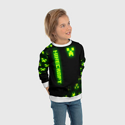 Свитшот детский MINECRAFT NEON LOGO CREEPER, цвет: 3D-белый — фото 2