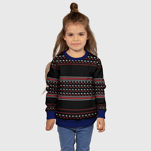 Детский свитшот НОВОГОДНИЙ ПАТТЕРН SWEATER / 3D-Синий – фото 4
