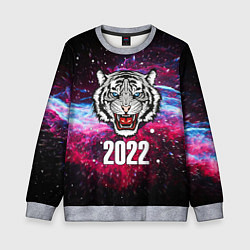 Детский свитшот ЧЁРНЫЙ ТИГР НОВЫЙ ГОД 2022 GRAY TIGER NEW YEAR