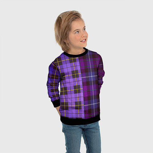 Детский свитшот Purple Checkered / 3D-Черный – фото 3