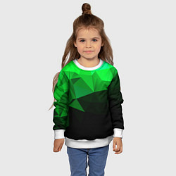 Свитшот детский Изумрудный Зеленый Геометрия, цвет: 3D-белый — фото 2