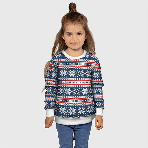 Детский свитшот Knitted Christmas Pattern / 3D-Белый – фото 4
