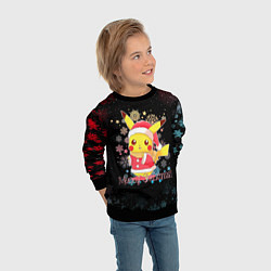 Свитшот детский MERRY CHRISTMAS ПИКАЧУ 2022 ПОКЕМОНЫ, цвет: 3D-черный — фото 2