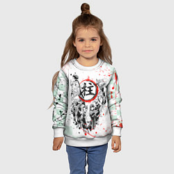 Свитшот детский КЛИНОК РАССЕКАЮЩИЙ ДЕМОНОВ, БРЫЗГИ КРАСОК, цвет: 3D-белый — фото 2