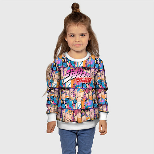 Детский свитшот JOJOS BIZARRE ADVENTURE HEROES ЦВЕТНОЙ / 3D-Белый – фото 4