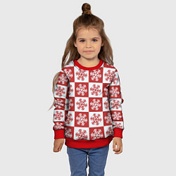 Свитшот детский Шахматные Снежинки, цвет: 3D-красный — фото 2