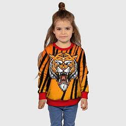 Свитшот детский Разгневанный тигр голова, цвет: 3D-красный — фото 2