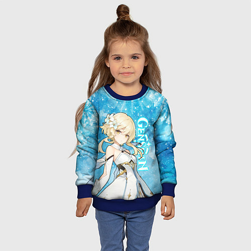 Детский свитшот GENSHIN IMPACT НОВОГОДНИЙ, ЛЮМИН / 3D-Синий – фото 4