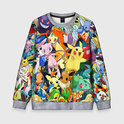 Детский свитшот АНИМЕ, ПОКЕМОНЫ ВСЕ ПЕРСОНАЖИ POKEMON