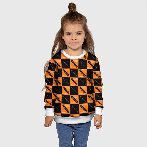 Детский свитшот Black Orange Squares / 3D-Белый – фото 4