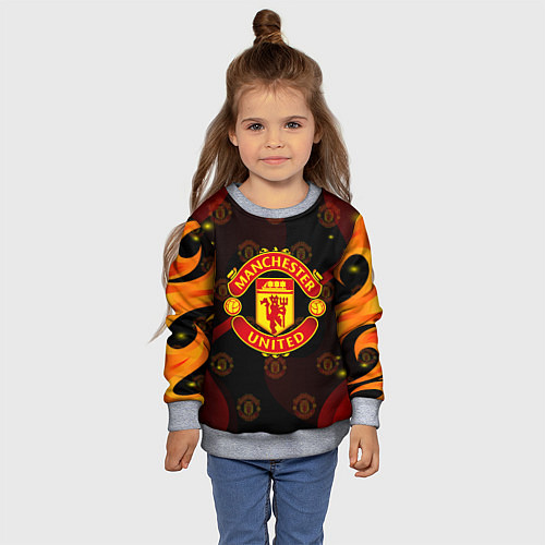 Детский свитшот MANCHESTER UNITED FIRE STYLE SPORT ПЛАМЯ / 3D-Меланж – фото 4