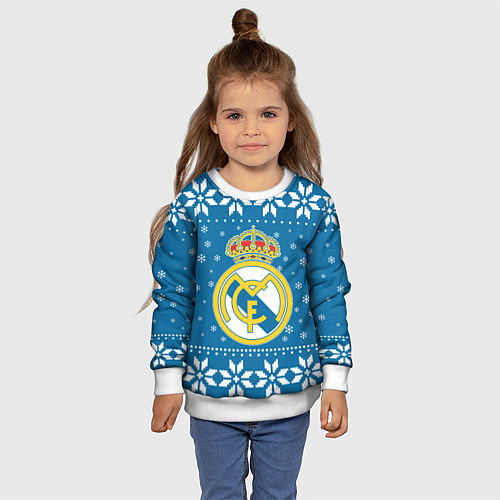 Детский свитшот Реал Мадрид Новогодний / 3D-Белый – фото 4