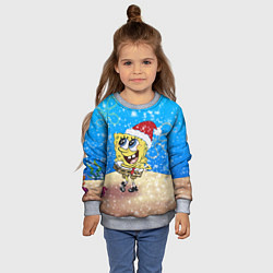 Свитшот детский НОВОГОДНИЙ ГУБКА БОБ КВАДРАТНЫЕ ШТАНЫ, цвет: 3D-меланж — фото 2