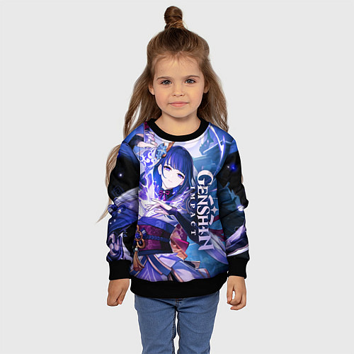 Детский свитшот Genshin Impact - Сёгун Райдэн / 3D-Черный – фото 4