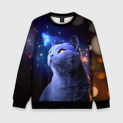 Детский свитшот КОТ И ГОЛУБАЯ БАБОЧКА