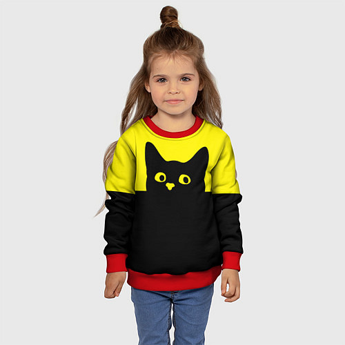 Детский свитшот Котик голова кота / 3D-Красный – фото 4
