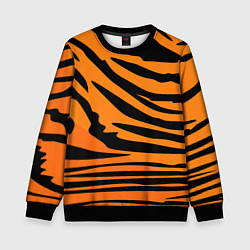 Свитшот детский Шкура шерсть тигра, цвет: 3D-черный
