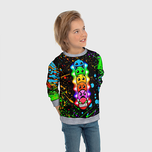 Детский свитшот Geometry Dash: Splashes of Paint / 3D-Меланж – фото 3