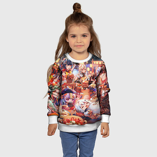 Детский свитшот Новый год в геншин импакте все герои / 3D-Белый – фото 4