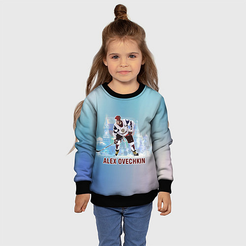 Детский свитшот Хоккеист Александр Овечкин / 3D-Черный – фото 4