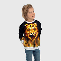 Свитшот детский Тигр В Пламени, цвет: 3D-белый — фото 2