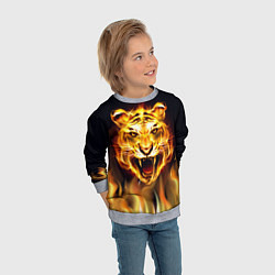 Свитшот детский Тигр В Пламени, цвет: 3D-меланж — фото 2