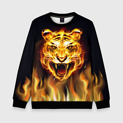 Свитшот детский Тигр В Пламени, цвет: 3D-черный