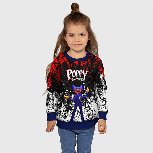 Детский свитшот Poppy Playtime длинный Монстр / 3D-Синий – фото 4