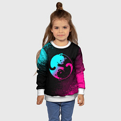 Свитшот детский ИНЬ ЯНЬ НЕОНОВЫЕ КОТИКИ, цвет: 3D-белый — фото 2