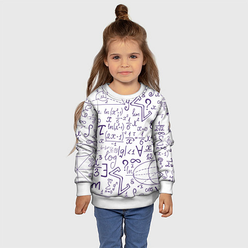 Детский свитшот МАТЕМАТИЧЕСКИЕ ФОРМУЛЫ НАУКА / 3D-Белый – фото 4