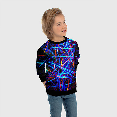 Детский свитшот NEON LINES Glowing Lines Effect / 3D-Черный – фото 3