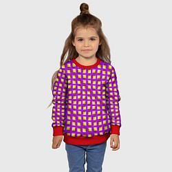 Свитшот детский Фиолетовый Фон с Желтыми Квадратами Иллюзия Движен, цвет: 3D-красный — фото 2
