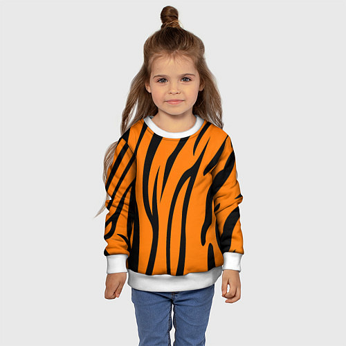 Детский свитшот Текстура тиграtiger / 3D-Белый – фото 4