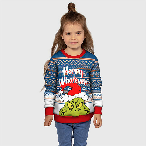 Детский свитшот MERRY WHATEVER GRINCH / 3D-Красный – фото 4