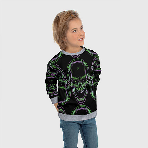 Детский свитшот Skulls vanguard pattern 2077 / 3D-Меланж – фото 3