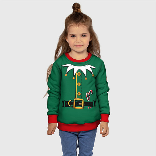 Детский свитшот Christmas Elf Outfit / 3D-Красный – фото 4