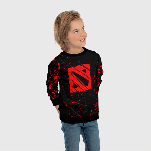 Детский свитшот DOTA 2 БРЫЗГИ КРАСОК, КРОВЬ / 3D-Черный – фото 3