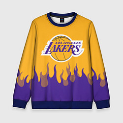 Свитшот детский LA LAKERS NBA FIRE ЛЕЙКЕРС ОГОНЬ, цвет: 3D-синий